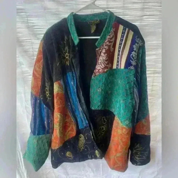 Alex Kim VTG 80s 90s Patchwork Mixed Media Shacket Boho Artsy sz 3X - Picture 1 of 2